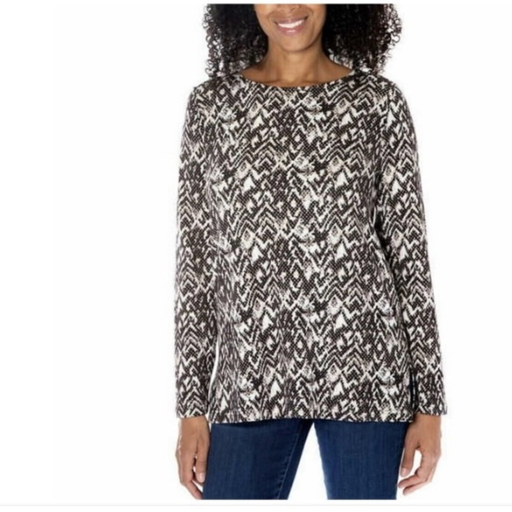 Mario Serrani soft pattern long sleeves blouse brown size XXL new with tag